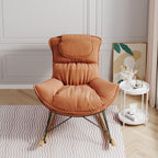 Leisure sofa single rocking chair, light luxury sofa chair, balcony leisure area single chair, comfortable and breathable characteristic chair, detachable and washable seat cushion (Color: Brown) - Grand Goldman Shop
