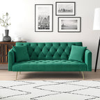 71 inch convertible love seat sofa, American retro  green velvet, suitable for small living room, bedroom, office - Grand Goldman Shop