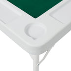 Square Folding Card Table, Mahjong Table with Green Felt,Chip Trays and Cup Holders, Portable Domino Tables for 4 Players, Ca
