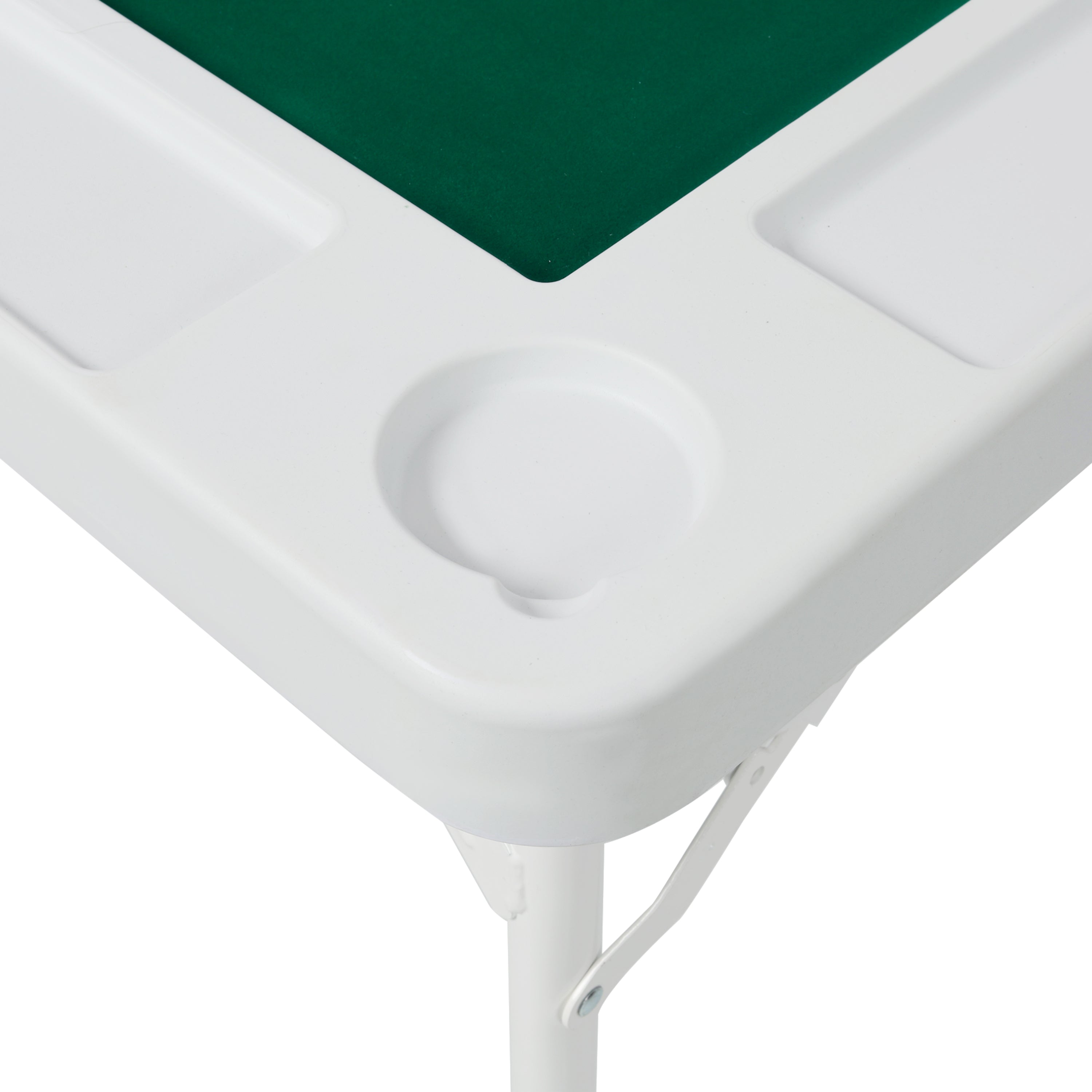 Square Folding Card Table, Mahjong Table with Green Felt,Chip Trays and Cup Holders, Portable Domino Tables for 4 Players, Ca