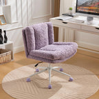 W26.4 inch Wider seat Office Chair,Artificial rabbit hair Home Office Chair with Metal Base,Adjustable Desk Chair Swivel Offi