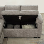 97 Inch L-Shaped Corner Sectional Sofa Couch with Storage Ottoman,Chenille Fabric Couch with 7 Seats & 2 Pillows for Living Room, Modern, Small Space, Easy Assembly,Grey - Grand Goldman Shop