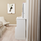 29.2' Small Space Left Drawer Desktop Vanity Table + Cushioned Stool, Extra Large Right sliding mirror, Multi Layer High Capacity Storage, Practical Fashionable Dresser, EPA, GCC, UL Certificate - Grand Goldman Shop