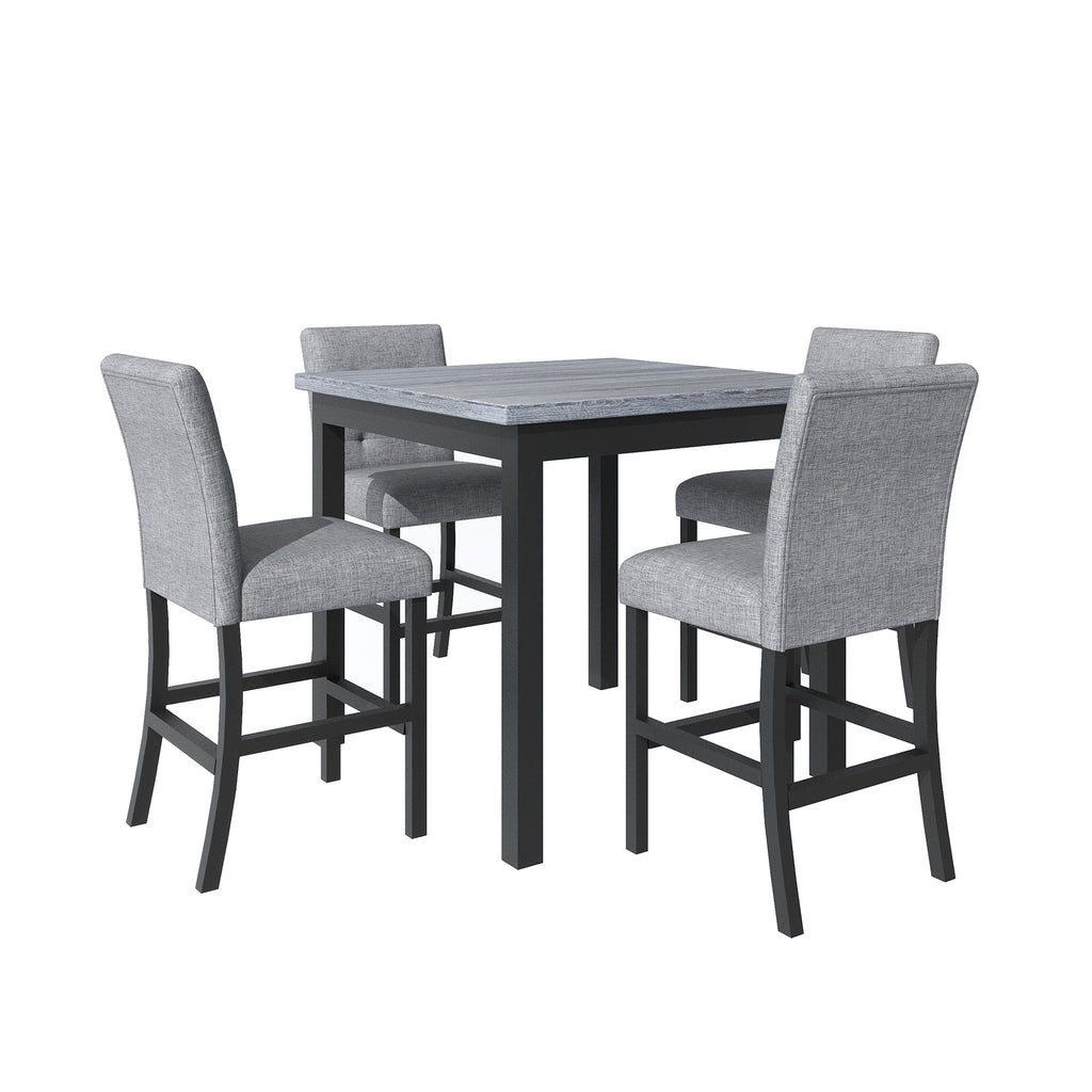 TOPMAX 5-Piece Counter Height Dining Set Wood Square Dining Room Table and Chairs Stools w/Footrest & 4 Upholstered high-back Chairs,Black - Grand Goldman Shop