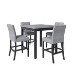 TOPMAX 5-Piece Counter Height Dining Set Wood Square Dining Room Table and Chairs Stools w/Footrest & 4 Upholstered high-back Chairs,Black - Grand Goldman Shop