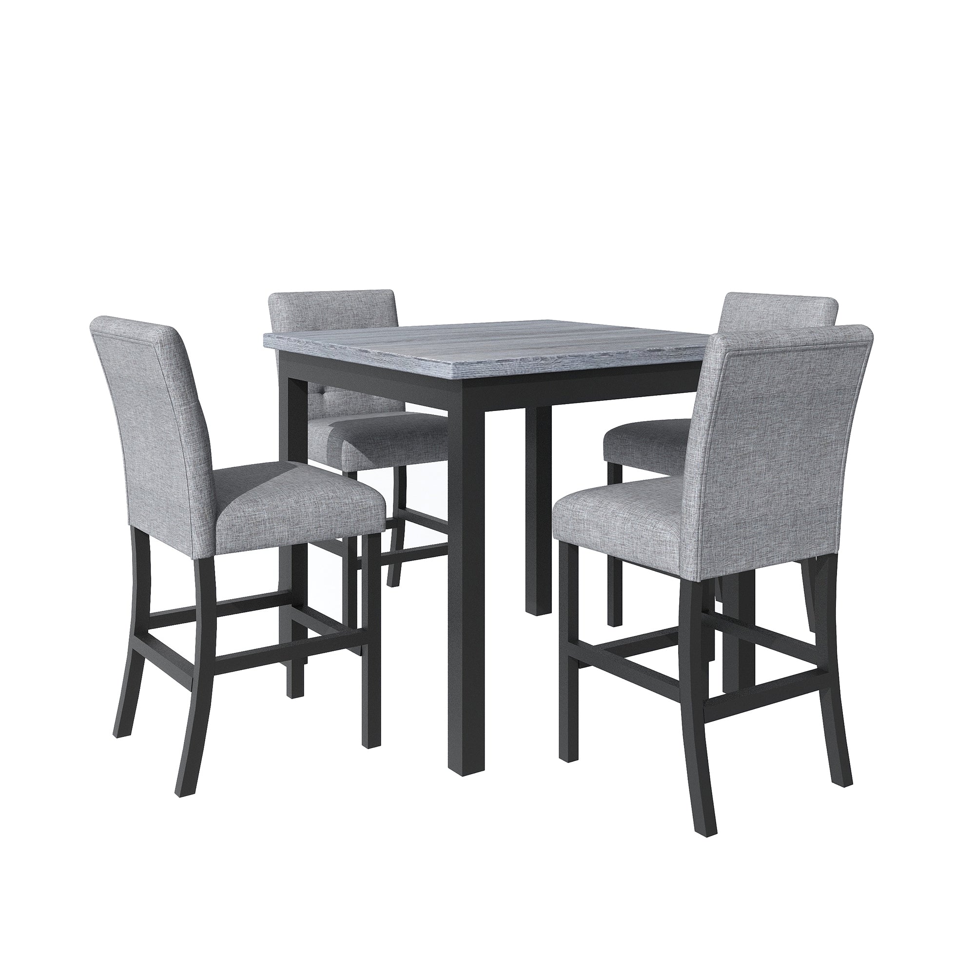 TOPMAX 5-Piece Counter Height Dining Set Wood Square Dining Room Table and Chairs Stools w/Footrest & 4 Upholstered high-back Chairs,Black - Grand Goldman Shop