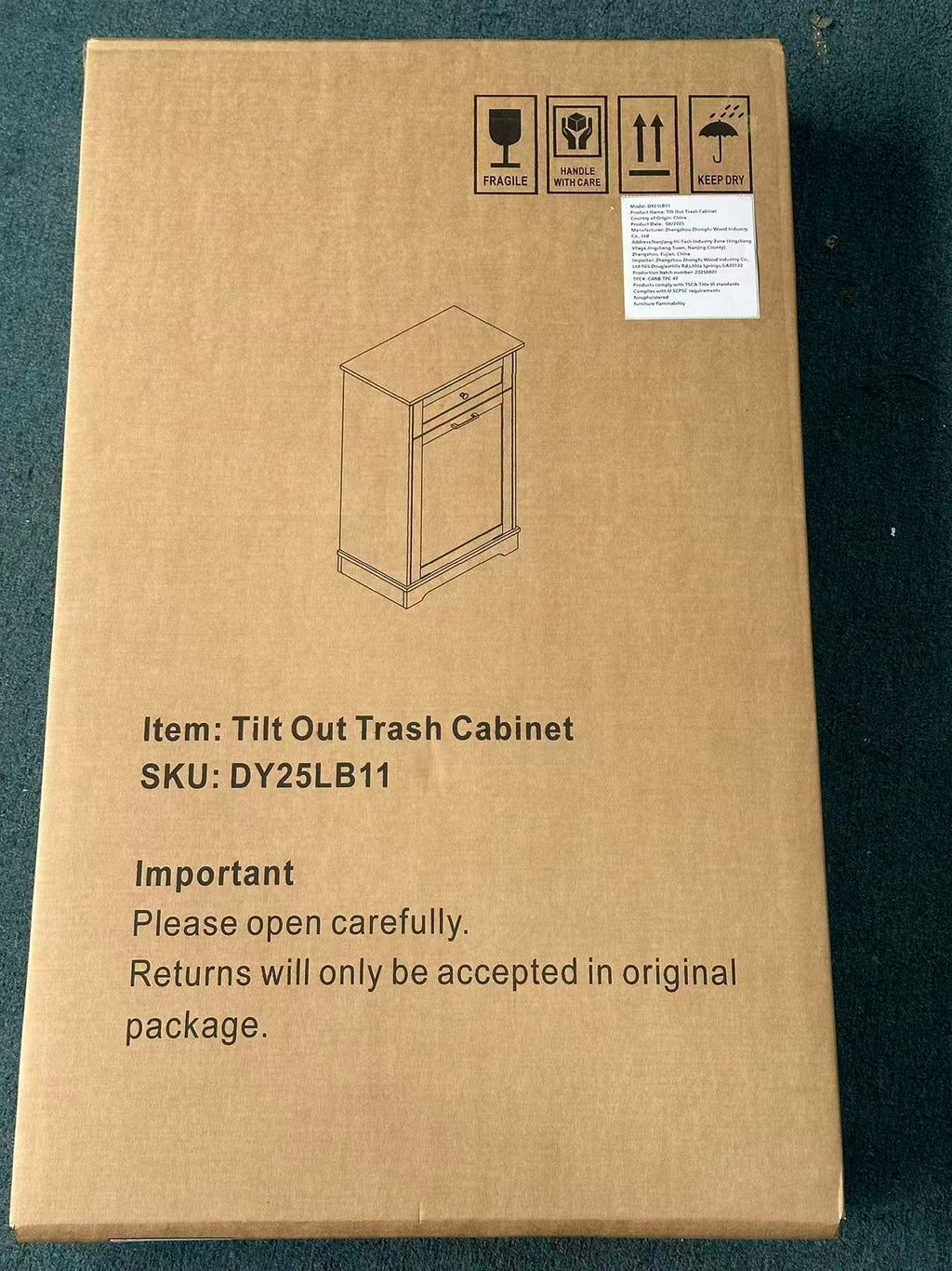 10 Gallon Tilt Out Trash Cabinet Freestanding Trash Bin Cabinet Wood Garbage Recycling Cabinet with Drawer Pet Proof Trash Can Holder for Kitchen Living Room, Antique White (Not include trash can) - Grand Goldman Shop