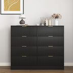 Modern 8 Drawers Dresser Chests for Bedroom,47.2' Wide Wood Chest of Drawers with Gold Metal Handle,Drawer Organizer for Bedroom,Living Room,Hallway and Entryway,Black - Grand Goldman Shop