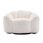 Lotus Style Compression Sofa Adult Bean Bag with Pull Ring, White Plush, 43.7 x 39.76 x 26.77 inches, No Installation Required - Grand Goldman Shop