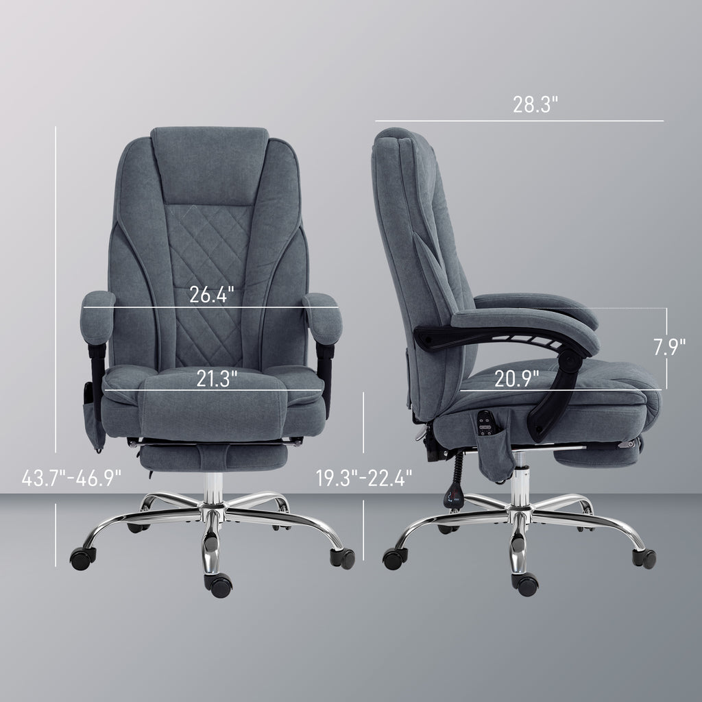 Vinsetto Massage Office Chair with Foot Rest, Executive Office Chair with 6 Vibration Point and Heat, Reclining Computer Chai