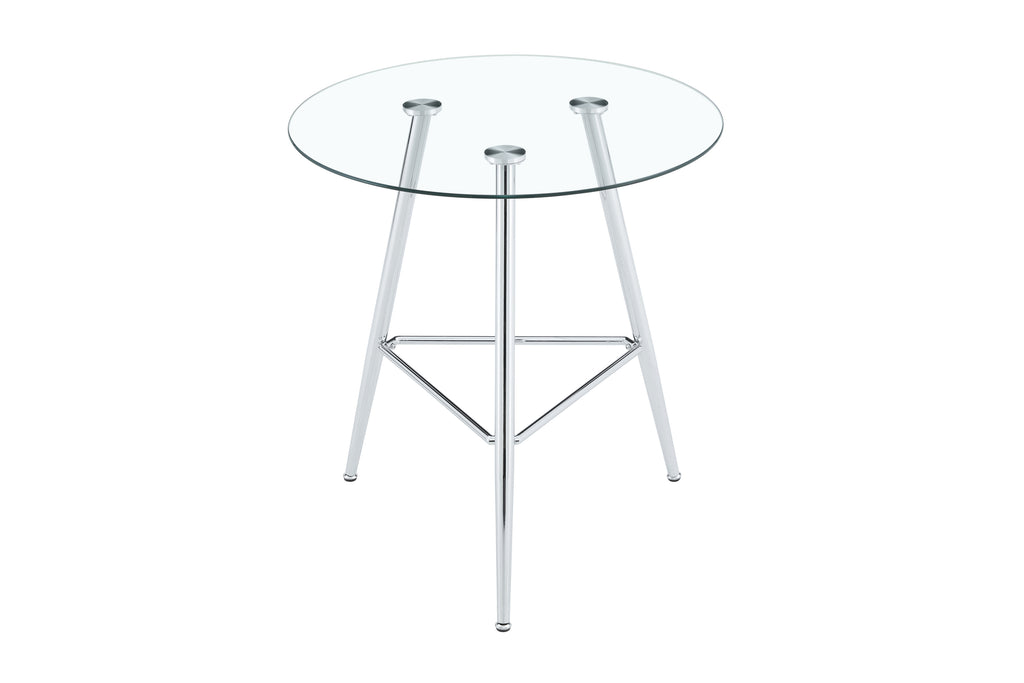 36 Inch Height Bar Table, 34 Inch Round Tempered Glass Top Pub Table with Chrome-Plated Silver Metal Legs, Modern Bistro Table for Kitchen Island/Bar/Cafe - Grand Goldman Shop
