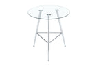 36 Inch Height Bar Table, 34 Inch Round Tempered Glass Top Pub Table with Chrome-Plated Silver Metal Legs, Modern Bistro Table for Kitchen Island/Bar/Cafe - Grand Goldman Shop