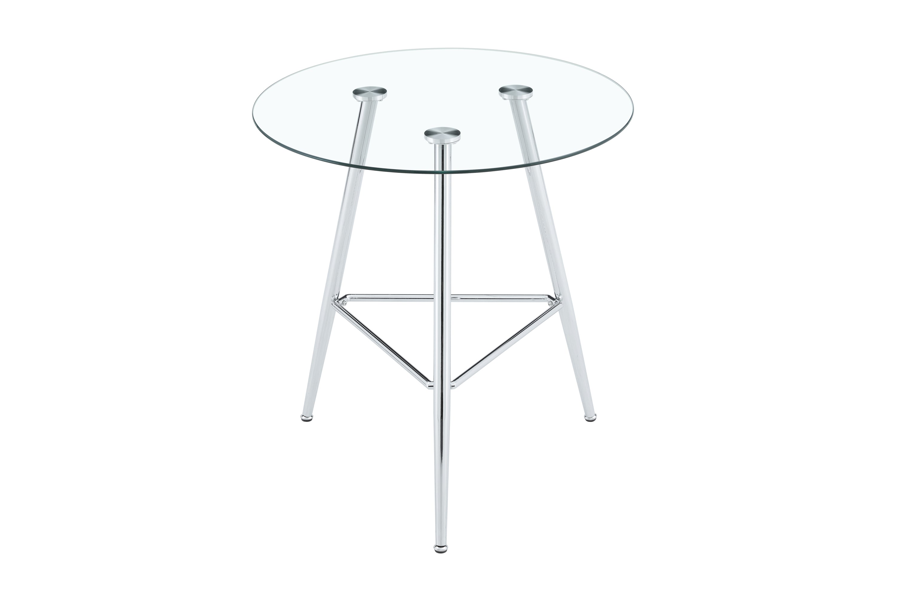 36 Inch Height Bar Table, 34 Inch Round Tempered Glass Top Pub Table with Chrome-Plated Silver Metal Legs, Modern Bistro Table for Kitchen Island/Bar/Cafe - Grand Goldman Shop