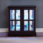 LED Curio Display Cabinet,Antique Display Cabinet with Adjustable Shelves,Retro Design Quality Showcase with Lattice Doors Elegant Bookcase and Storage Cabinet for Home Decor and Organization CHE - Grand Goldman Shop