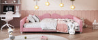 Full size Upholstered Daybed, Sherpa Fabric Sofabed with Cloud-Shaped Backrest, No Box-spring Needed, Pink(Old SKU: WF532069AAH) - Grand Goldman Shop