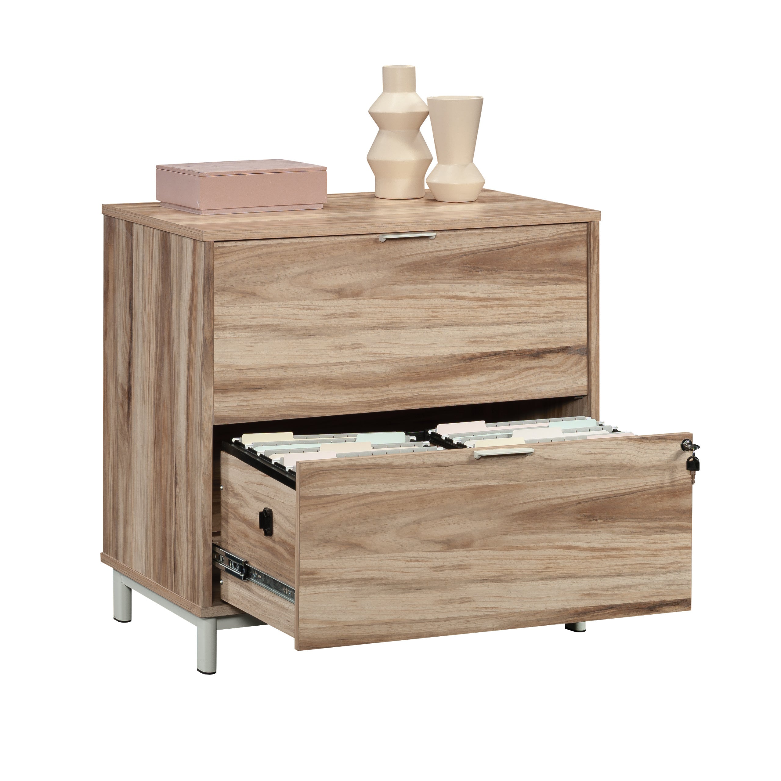 Lateral File with Two Drawers, Acacia finish - Grand Goldman