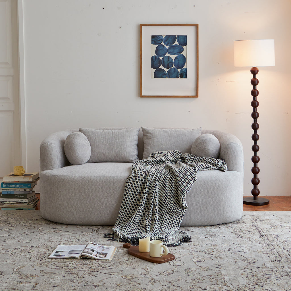 Sofa-in-a-Box, Memory Foam 2-Seater Couch, No Installation & Easy to Transport, Deep Seat Modern Sofa with chenille Fabric, Couch for Living Room, Bedroom, Apartment, Home Office,Gray - Grand Goldman Shop