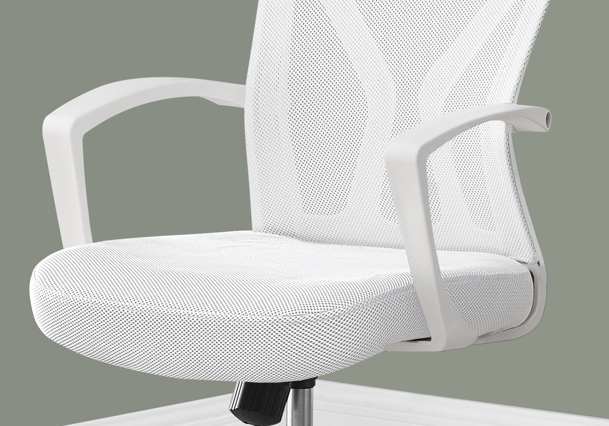 Office Chair, Adjustable Height, Swivel, Ergonomic, Armrests, Computer Desk, Work, White Mesh, Chrome Metal, Contemporary, Mo