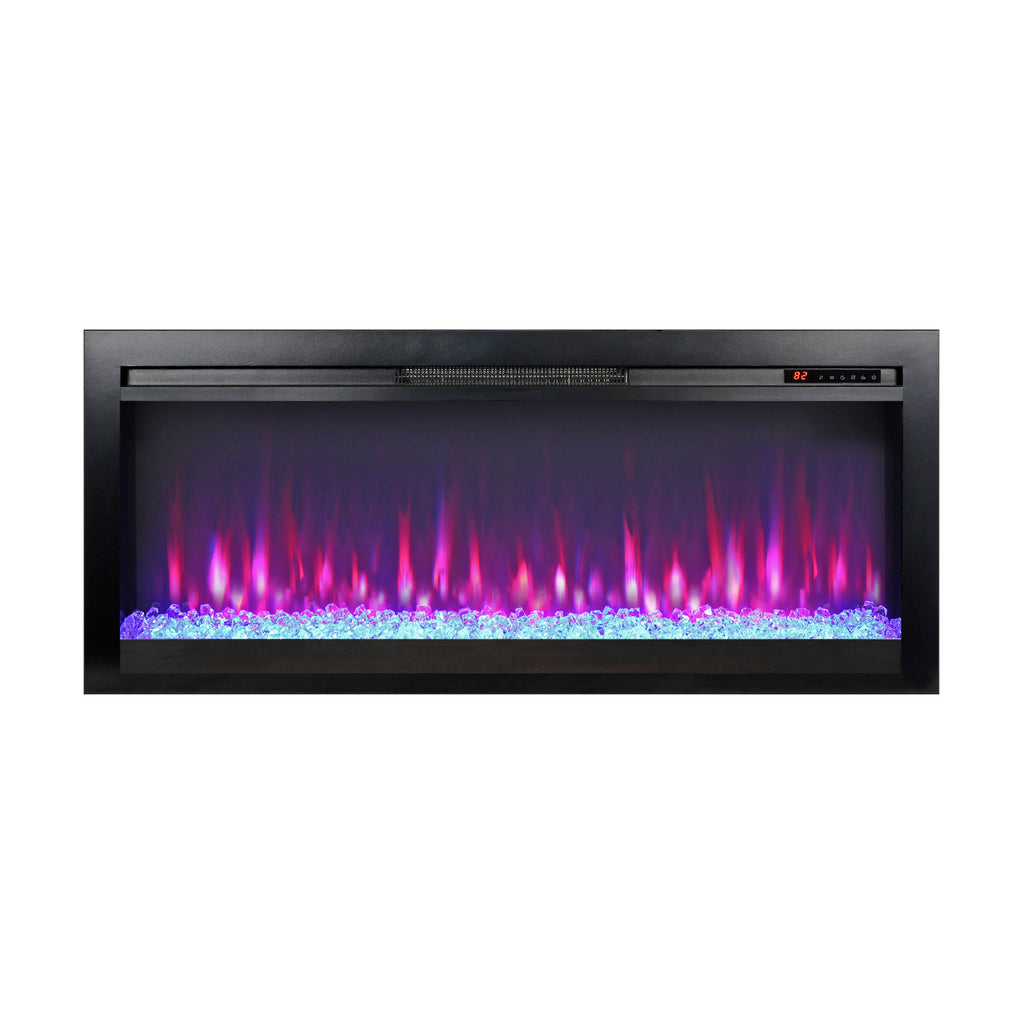 44 inch in wall recessed  electric fireplace with remote and multi color flame & emberbed, LED light heater - Grand Goldman Shop