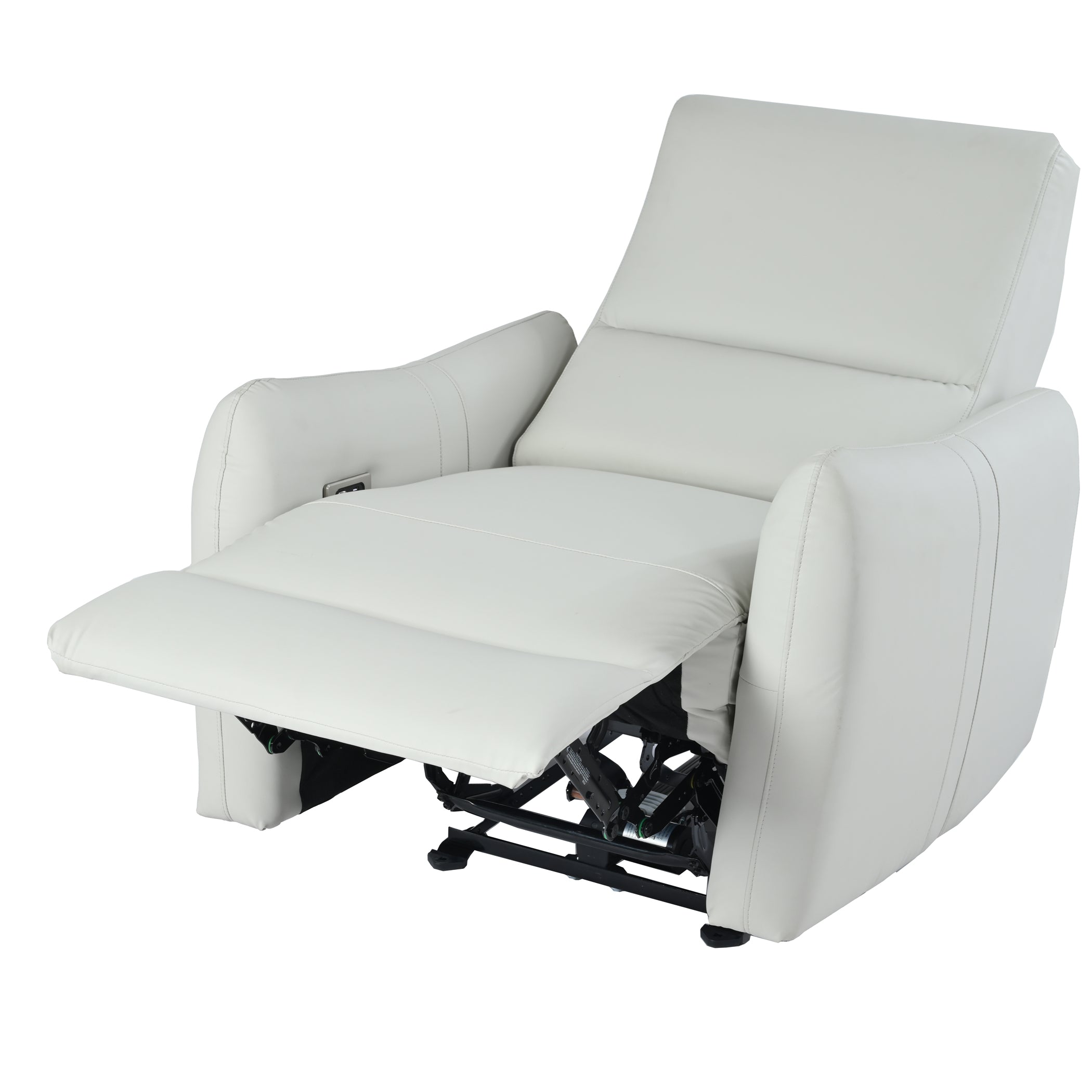 Wall Hugger Recliner, Power Recliner Chair, Electric Recliner for Living Room, PU Leather Reclining Armchair, Reclining Sofa for Bedroom/Apartment/RV, with USB Port (Type-C), Light Gray - Grand Goldman Shop