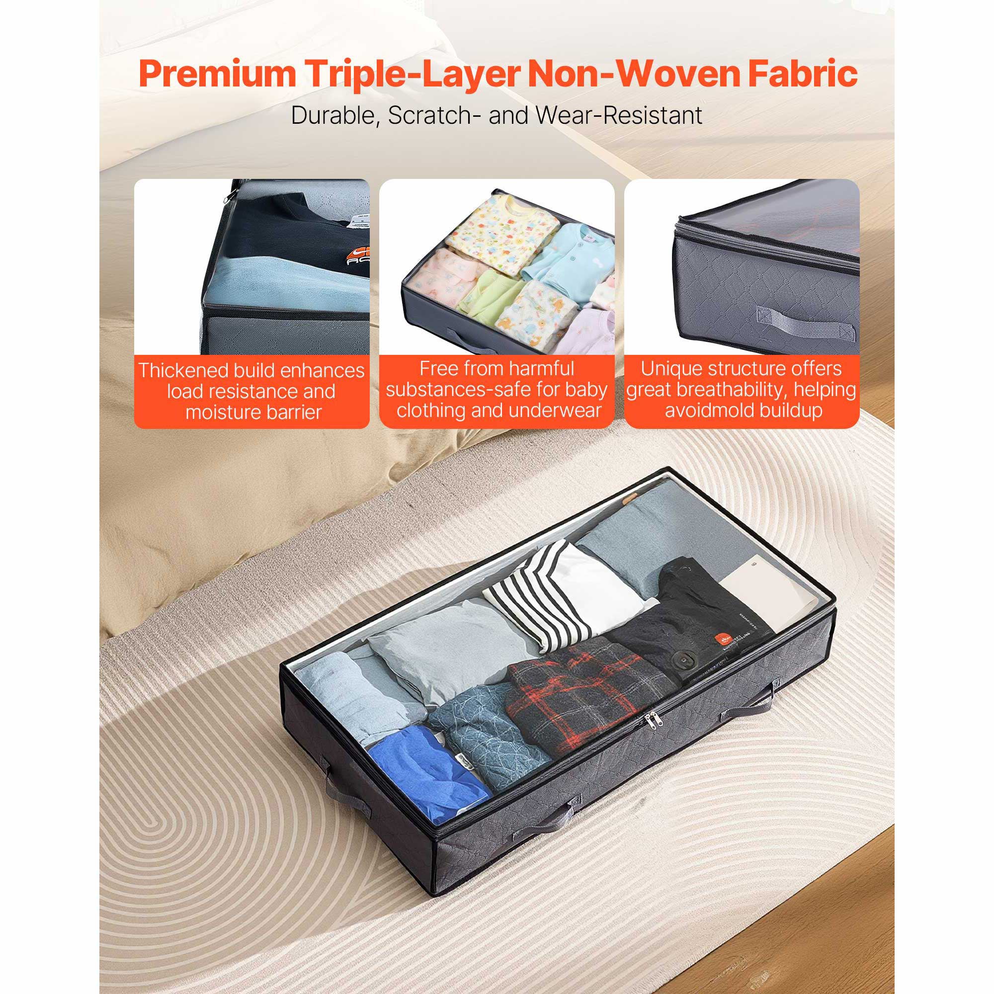 Under Bed Storage 90L Stackable Shoes Organization Box with Clear Lid 2 Pack - Grand Goldman Shop
