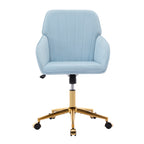 TY Adjustable Office Chair, Ergonomic Swivel Chair with Golden Base, Baby Blue Velvet, Comfortable for Long Sitting - Grand G