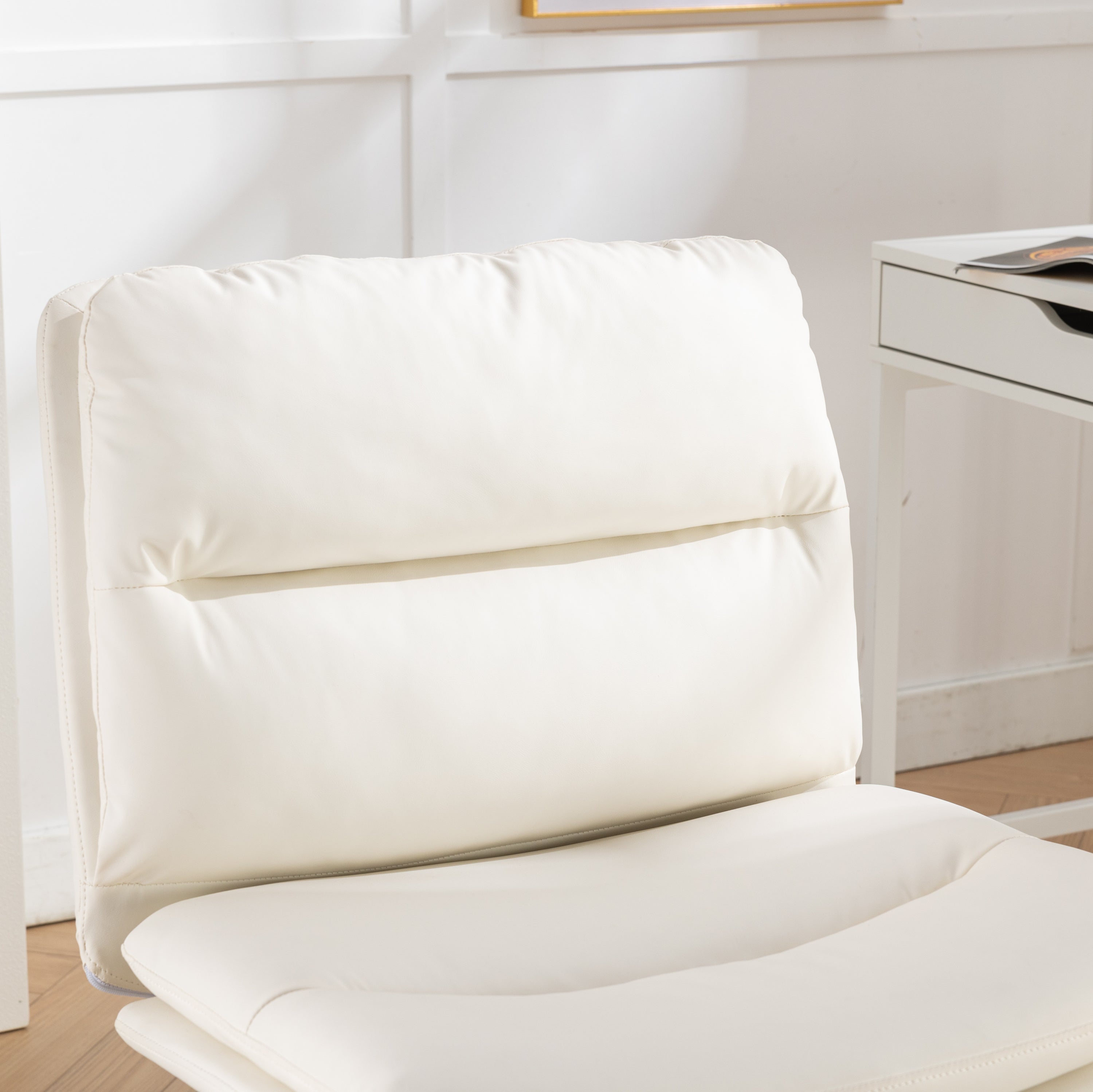Bizerte Adjustable Swivel Criss-Cross Chair, Wide Seat/ Office Chair /Vanity Chair, White | Premium Home Decor - Grand Goldma