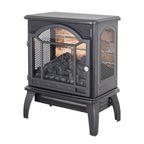 Antique Black 3D Flame Electric Infrared Quartz Fireplace Stove with Remote Control, Tempered Glass and Sheet Metal, 18 Inch - Grand Goldman Shop