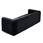 Contemporary Velvet Sofa Couch 84.25''W for Living Room, Black - Grand Goldman Shop