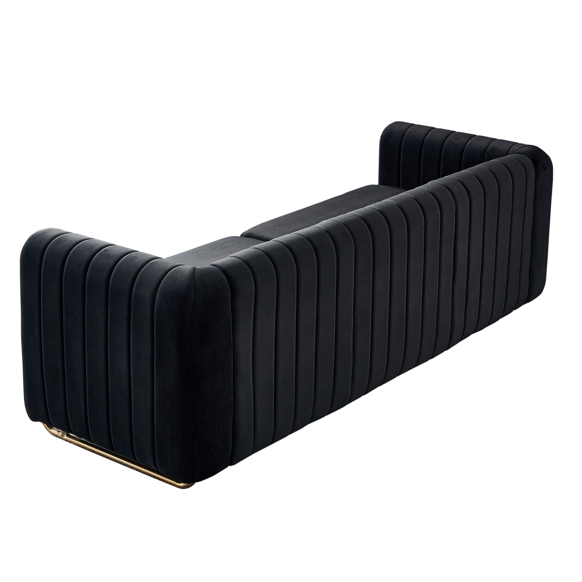 Contemporary Velvet Sofa Couch 84.25''W for Living Room, Black - Grand Goldman Shop