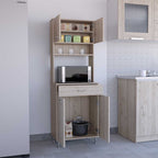 Della 60 Kitchen Pantry with Countertop, Closed & Open Storage -Light Gray | Premium Home Decor - Grand Goldman