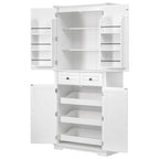 K&K 71' Tall Kitchen Pantry Cabinet with 3 Pull Out Cabinet Organizers, Farmhouse Embossed Texture Storage Cabinet with 6 Door Shelves, 2 Drawers, Freestanding Cupboard for Kitchen, Dining Room White - Grand Goldman Shop