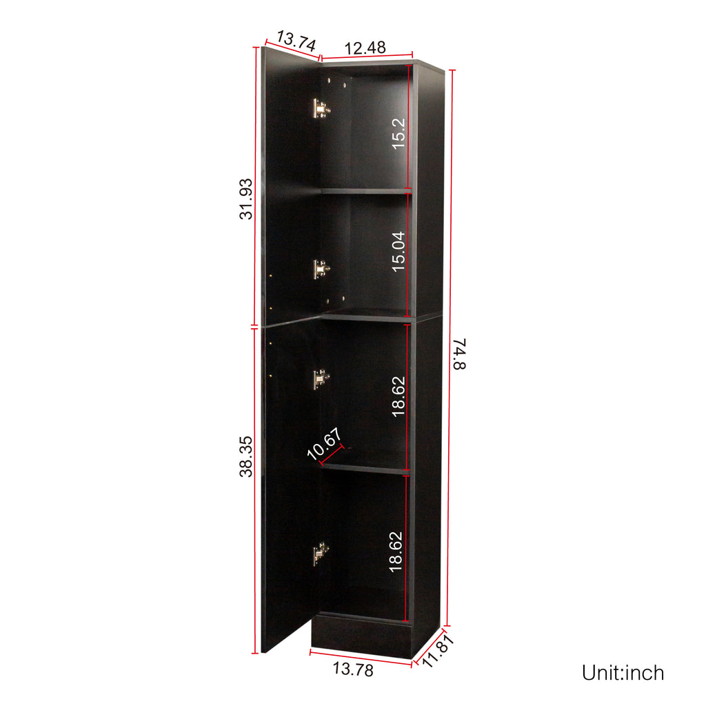 Freestanding  Cabinet with Inadjustable Shelves and two Doors for Kitchen, Dining Room,black - Grand Goldman Shop