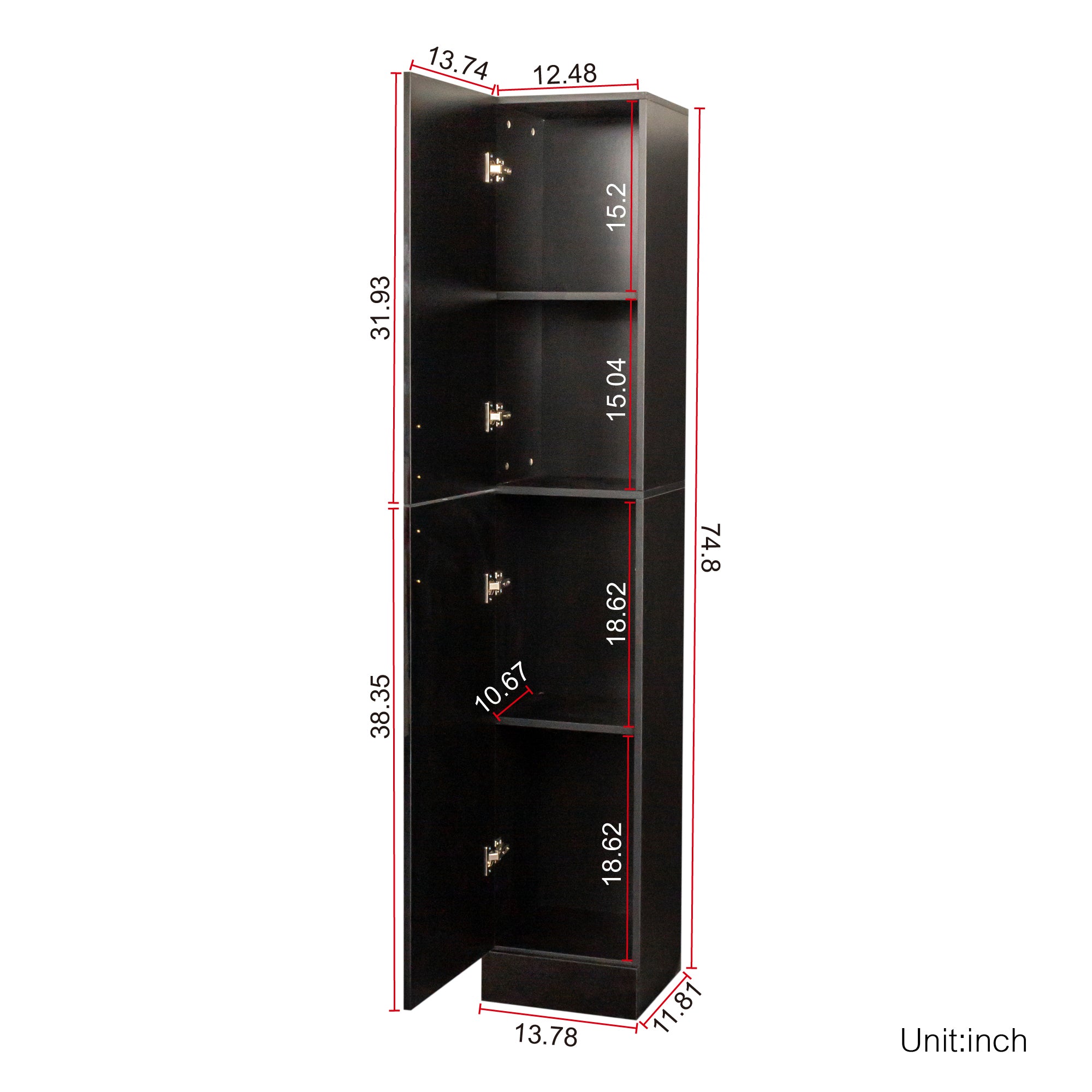 Freestanding  Cabinet with Inadjustable Shelves and two Doors for Kitchen, Dining Room,black - Grand Goldman Shop