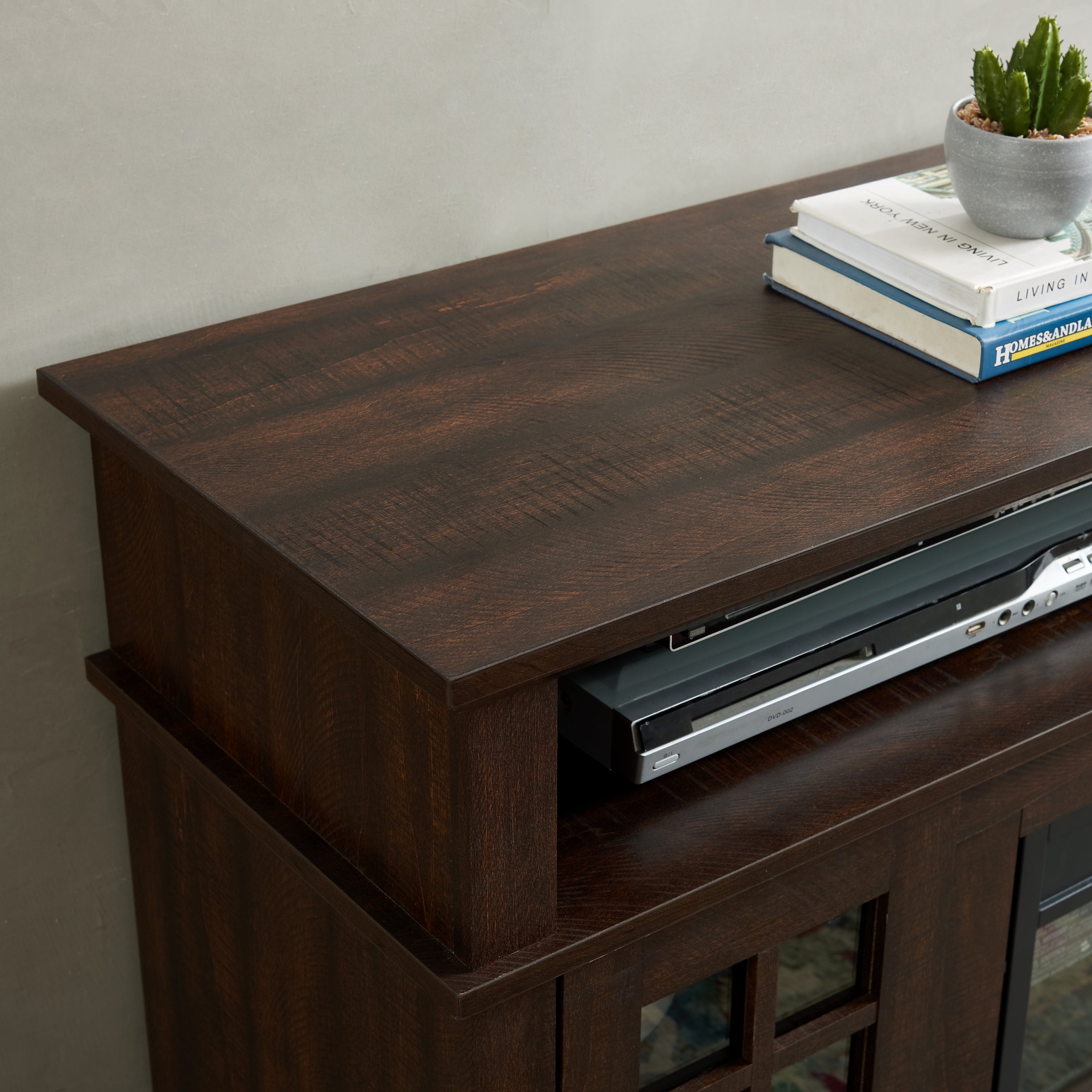 Classic TV Media Stand Modern Entertainment Console with 23' Fireplace Insert for TV Up to 65' with Open and Closed Storage Space, Espresso, 58.25'W*15.75'D*32'H - Grand Goldman Shop