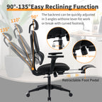 Ergonomic Office Chair with Footrest, High-back Computer Chair with Dynamic Lumbar Support, 2D Headrest & 4D Armrests, Sponge