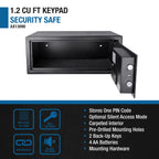 Digital Keypad Security Safe with Quick Access in Black Steel, 1.2 Cu Ft - Grand Goldman