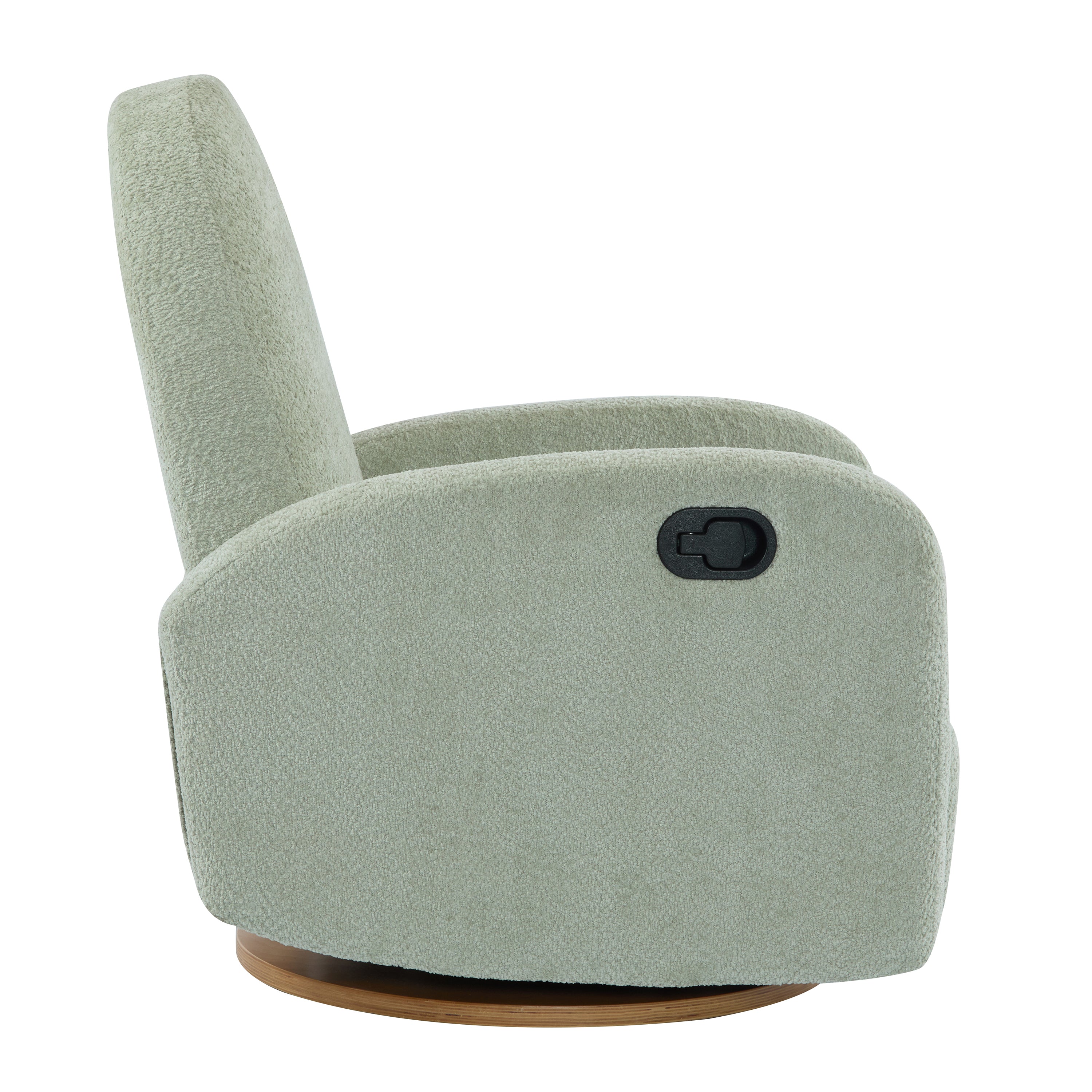 Modern 360 Swivel and Glider Recliner Chair in Light Green Boucle with Solid Wood Base - Grand Goldman Shop