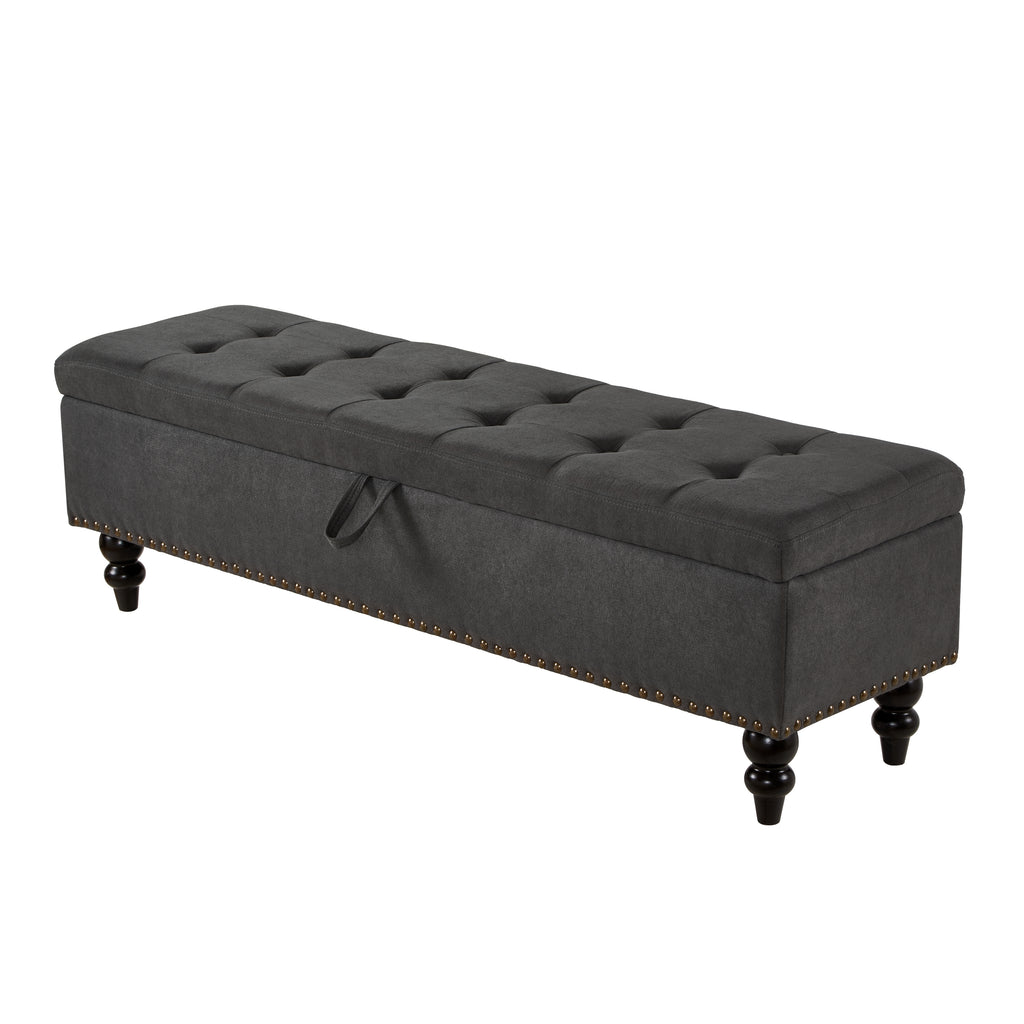 59' Bed Bench with Storage Grey Fabric - Grand Goldman Shop