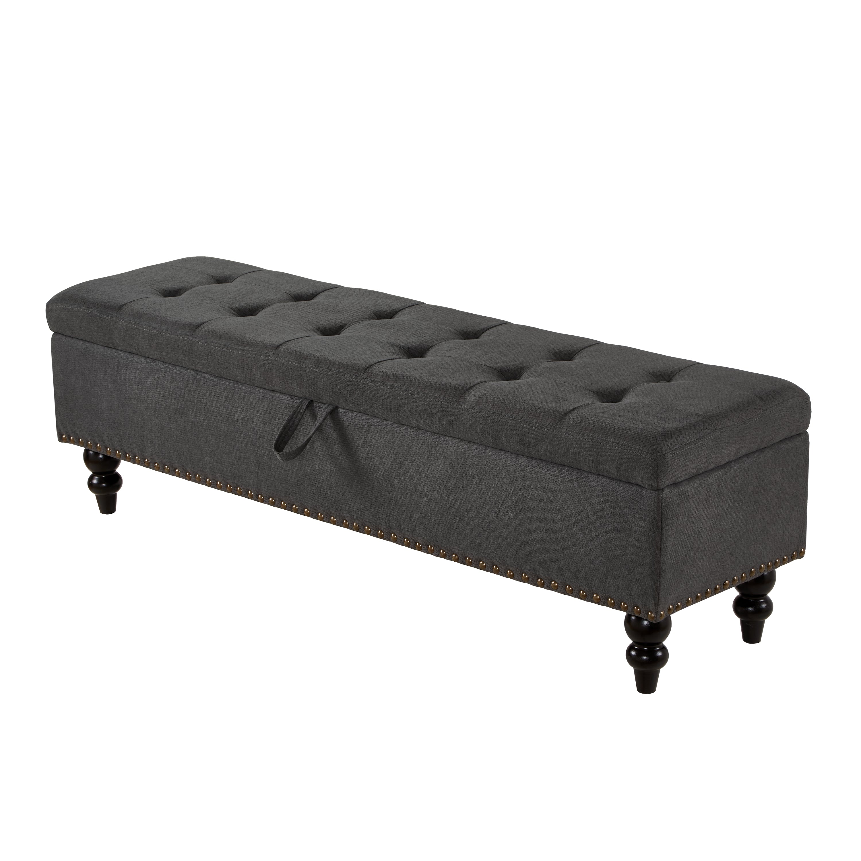 59' Bed Bench with Storage Grey Fabric - Grand Goldman Shop