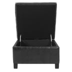 Black PU Storage Ottoman with Rubber Wood Legs, 30.25'' Square Tufted Indoor Ottoman with Lift-Top Storage for Living Room, Bedroom & Entryway,300lbs Weight Capacity - Grand Goldman Shop