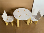 Kids Table and Chair Set, 3-Piece Toddler Table with 2 Chairs, Cute Bear-Back Chairs, Sturdy Wooden Activity Table Set for Ki
