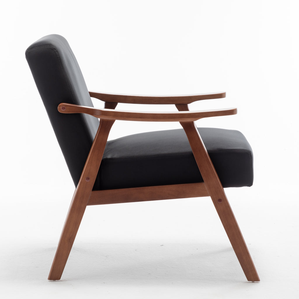 Mid-Century Modern Wingback Accent Chair with Solid Wood Frame and Extra-Thick Backrest – Lounge Chair for Living Room, Bedroom, or Reading Room - Grand Goldman Shop