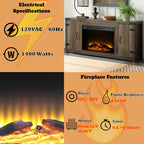 Tobias Rustic Oak Finish Fireplace - Grand Goldman Shop