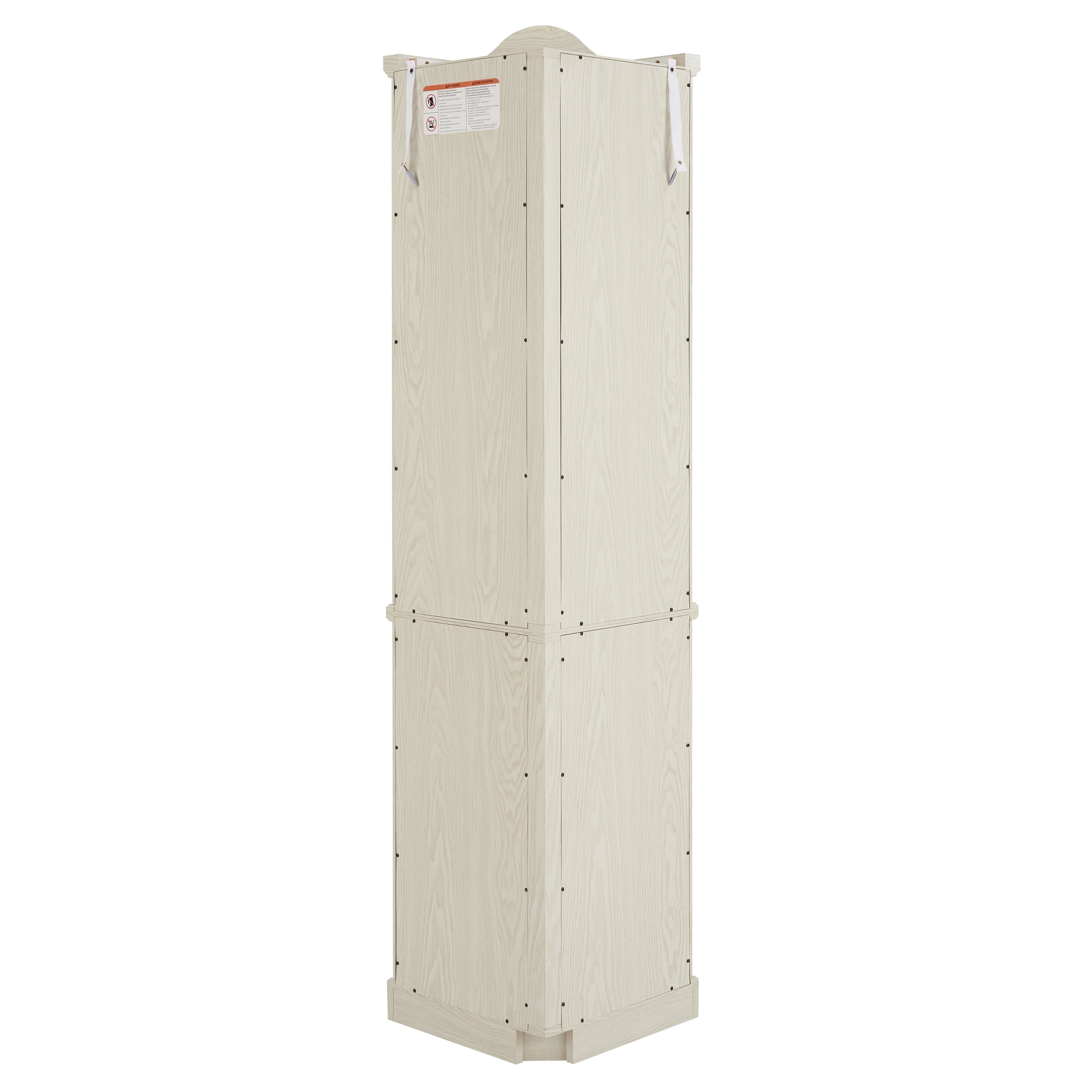 Curio Cabinet Lighted Glass Display Curio Cabinet w/Tempered Glass Doors and Shelves, Crown Corner Cabinet with Bulb, Corner Storage Decoration for Living room and Bedroom WHI - Grand Goldman Shop