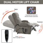Brown Dual Motor Infinite Position Up to 350 LBS Chenille Power Lift Recliner Chair, Heavy Duty Motion Mechanism with 8-Point Vibration Massage and Lumbar Heating, Dual Cup Holders - Grand Goldman Shop