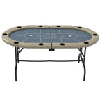Soozier Poker Table Foldable, 70' Oval Blackjack Casino Texas Holdem Poker Game Table for 10 Players with Cup Holders, Blue a