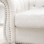 Modern Teddy Velvet 1 Seater Sofa for Living Room, White, Acrylic Legs, 38.98'W x 32.09'D x 28.35'H - Grand Goldman Shop