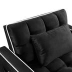 Convertible Sleeper Chair Sofa Bed with Multi-Pockets, Adjustable Pull Out Sofa for Small Spaces, Black Velvet - Grand Goldman Shop