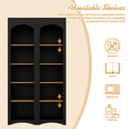 ON-TREND 3-Piece Farmhouse Entertainment Center with Storage Cabinet for TVs Up to 70', Mid-Century TV Stand with Bookshelf, Rustic Versatile Sideboard with Adjustable Shelves for Living Room, Black - Grand Goldman Shop